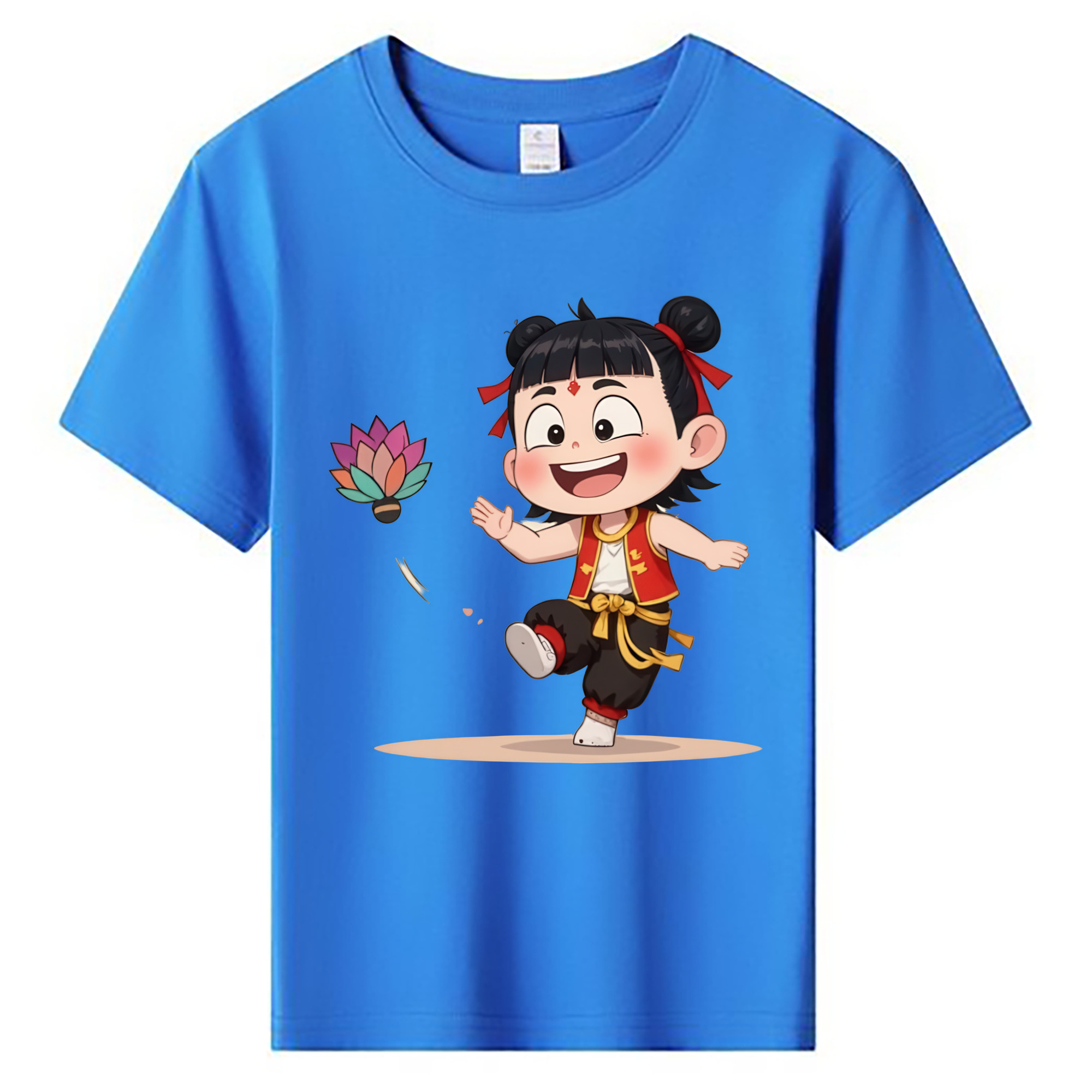 （画像用） Ne Zha 2 ナタ 魔童の大暴れ 綿100％キッズTシャツ（フロントプリント）